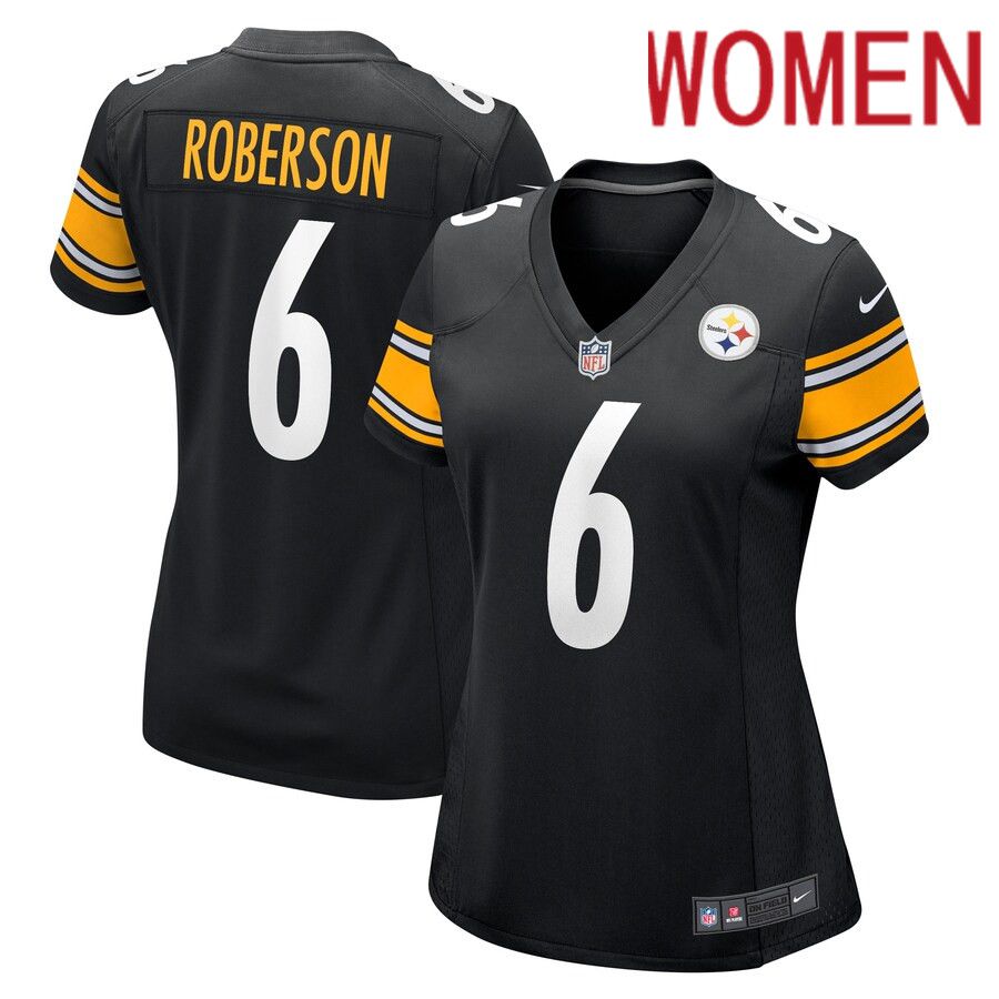 Women Pittsburgh Steelers #6 Jaquarii Roberson Nike Black Game Player NFL Jersey